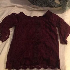 Miami. Burgundy Off the shoulder shirt